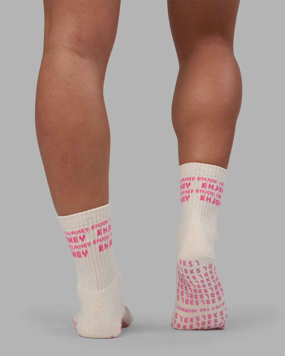 Enjoy the Journey Pilates Grip Socks - Off White-Ultra Pink
