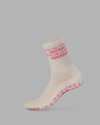 Enjoy the Journey Pilates Grip Socks - Off White-Ultra Pink
