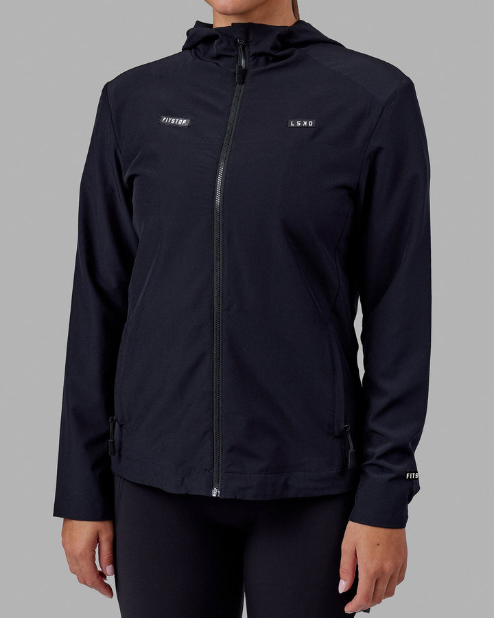 Woman wearing Fitstop Womens Functional Training Jacket - Black