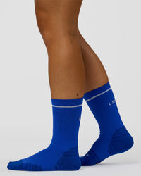 Fast Performance Crew Socks 2.0 - Electric Indigo-White