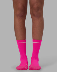 Fast Performance Crew Socks - Neon Pink-White
