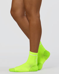 Fast Performance Quarter Socks 2.0 - Lime Glo-White