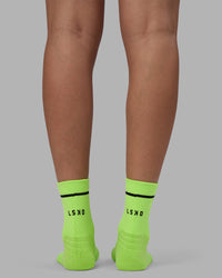 Fast Performance Quarter Socks - Lime Glo-Black