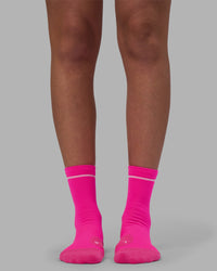 Fast Performance Quarter Socks - Neon Pink-White