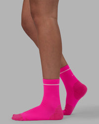 Fast Performance Quarter Socks - Neon Pink-White