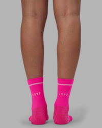Fast Performance Quarter Socks - Neon Pink-White
