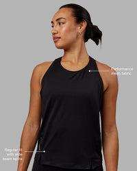 Woman wearing Pace Running Tank - Black