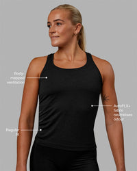 Woman wearing AeroFLX+ Seamless Tank - Black Marl