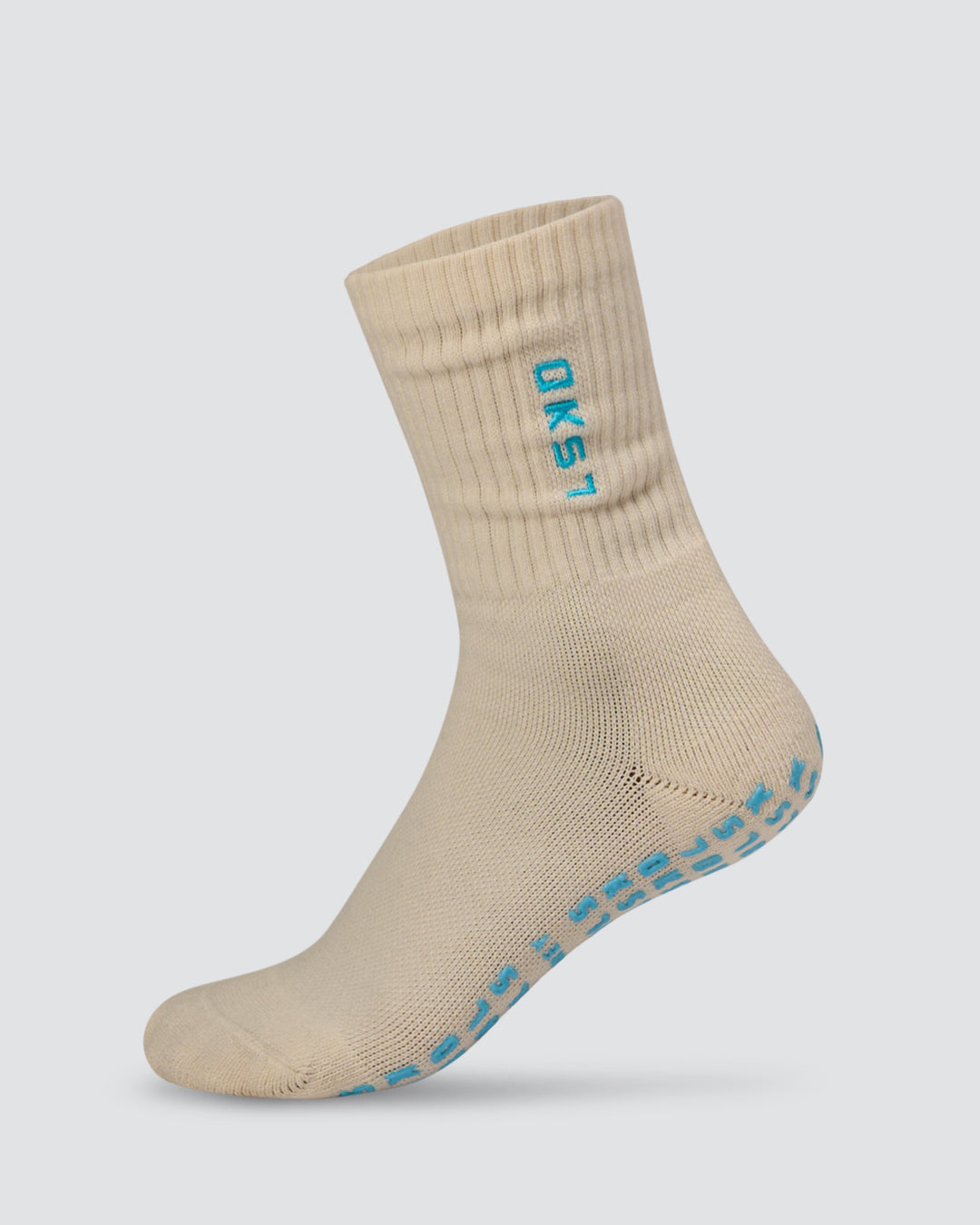 Signal Pilates Crew Grip Socks 2.0 - Off White-Baltic Sea