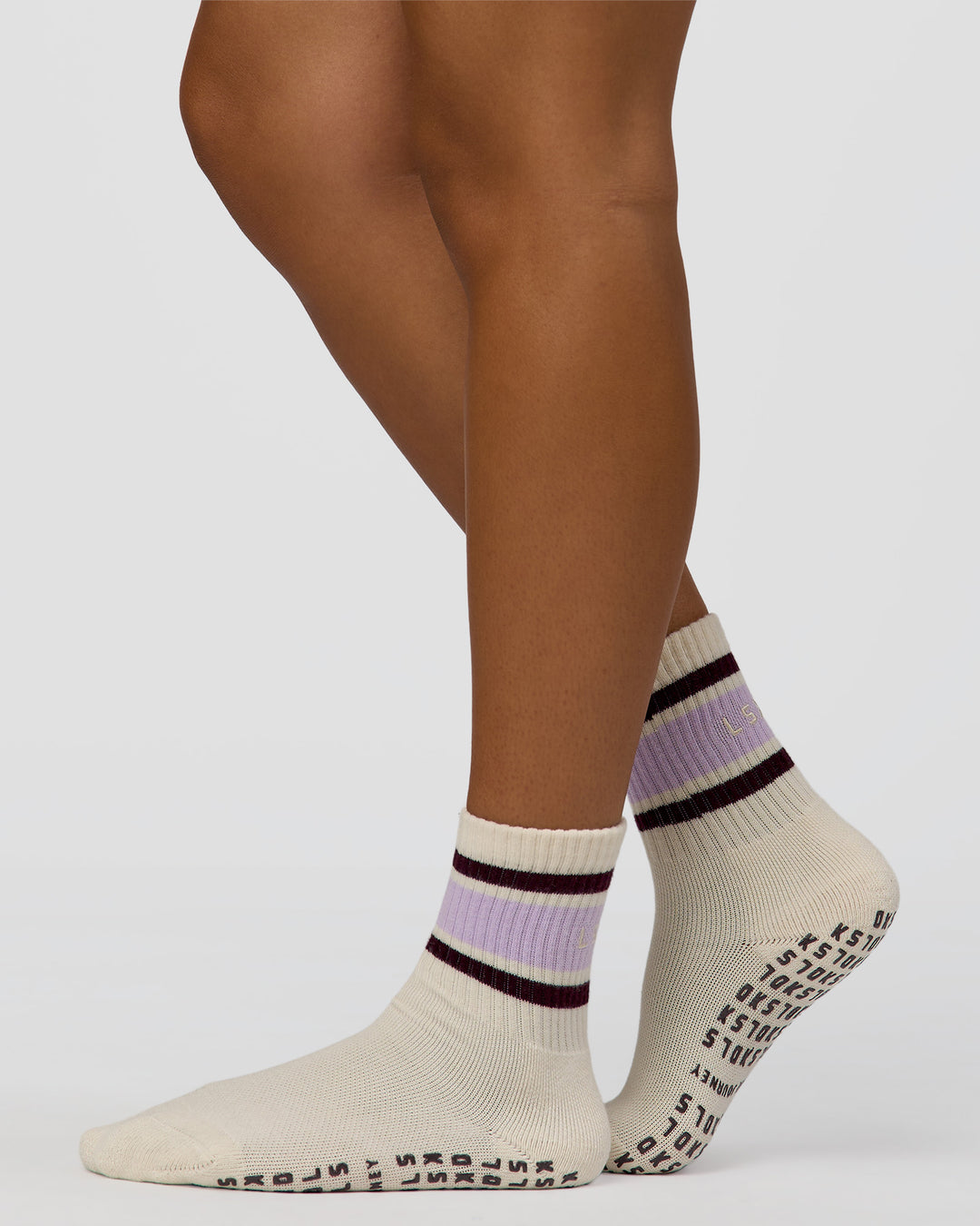 Flow Pilates Grip Socks - Off White-Pale Lilac