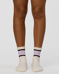 Flow Pilates Grip Socks - Off White-Pale Lilac