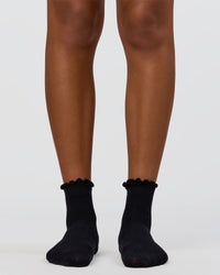 Frill Quarter Sock - Black