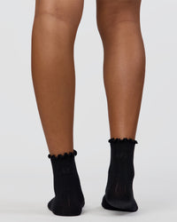 Frill Quarter Sock - Black