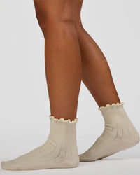Frill Quarter Sock - Ivory