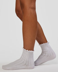 Frill Quarter Sock - White