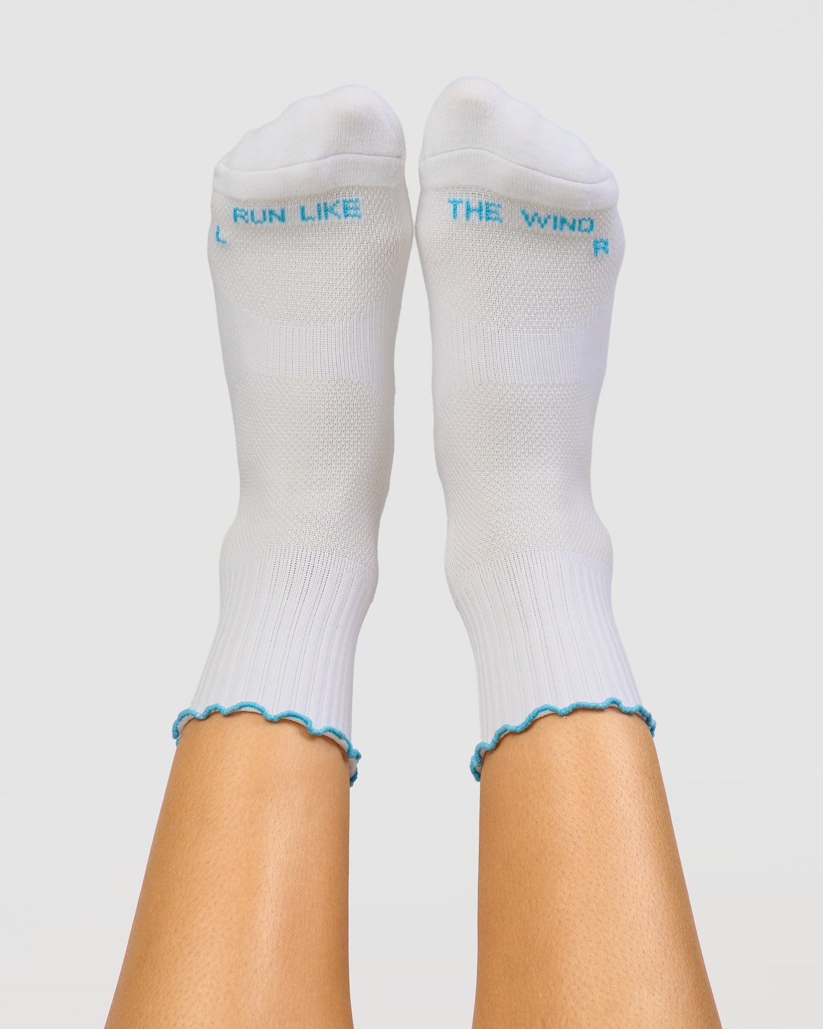 GG - Fast Frill Quarter Sock - GG- White-Baltic Sea