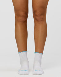 GG - Fast Frill Quarter Sock - GG- White-Baltic Sea