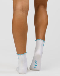 GG - Fast Frill Quarter Sock - GG- White-Baltic Sea