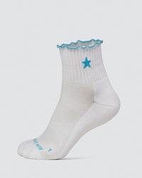 GG Fast Frill Quarter Sock - GG- White-Baltic Sea | Thumbnail Index: 0