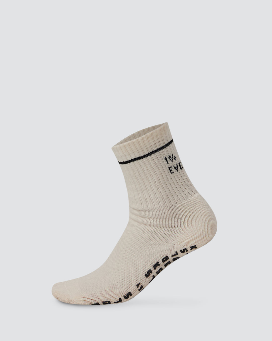 1% Better Pilates Grip Sock - Off White-Black