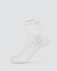 Frill Quarter Sock - White