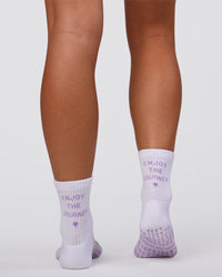 Journey Pilates Grip Socks - White-Pale Lilac