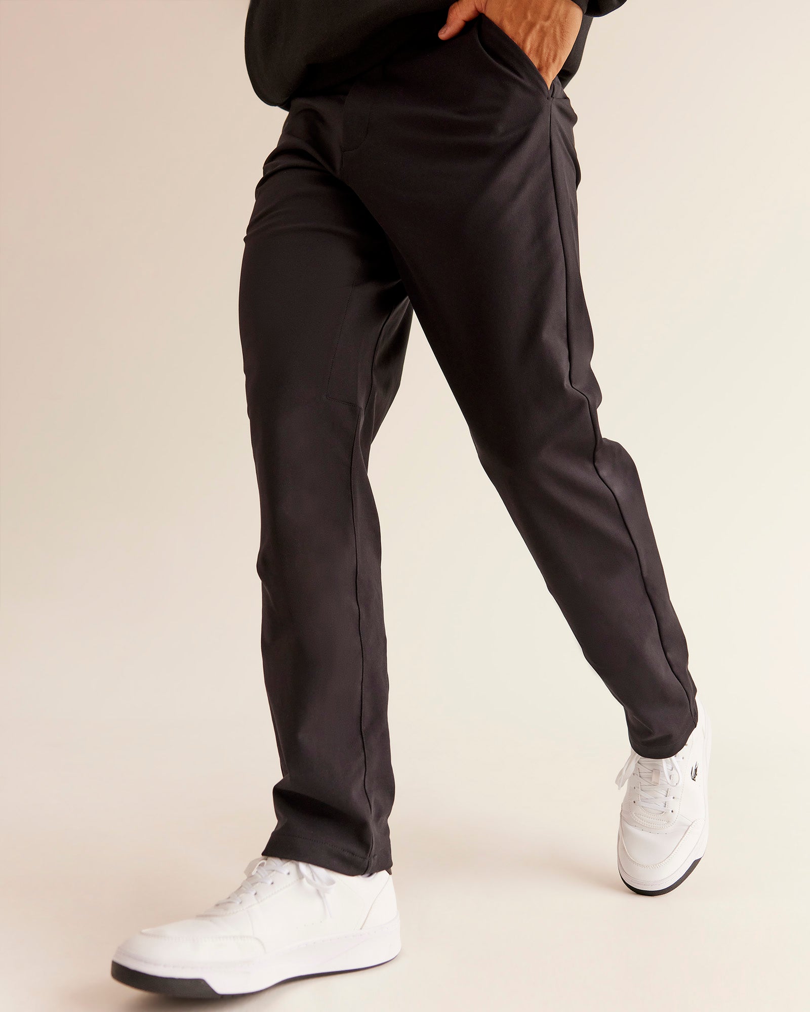 Man wearing All Day ZeroCrease™  Regular Pant - Black | Model:Jackson | Size:34
