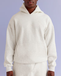 Man wearing Base Oversized Hoodie - Silver Marl | Model:Paabio | Size:L