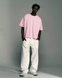 Man wearing Memory in Motion Heavyweight Boxed Tee - Marshmallow Washed | Model:Okello | Size:L