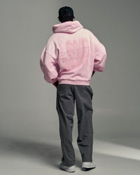 Man wearing Memory In Motion Ultra Heavyweight Washed Hoodie - Marshmallow Washed | Model:Okello | Size:L