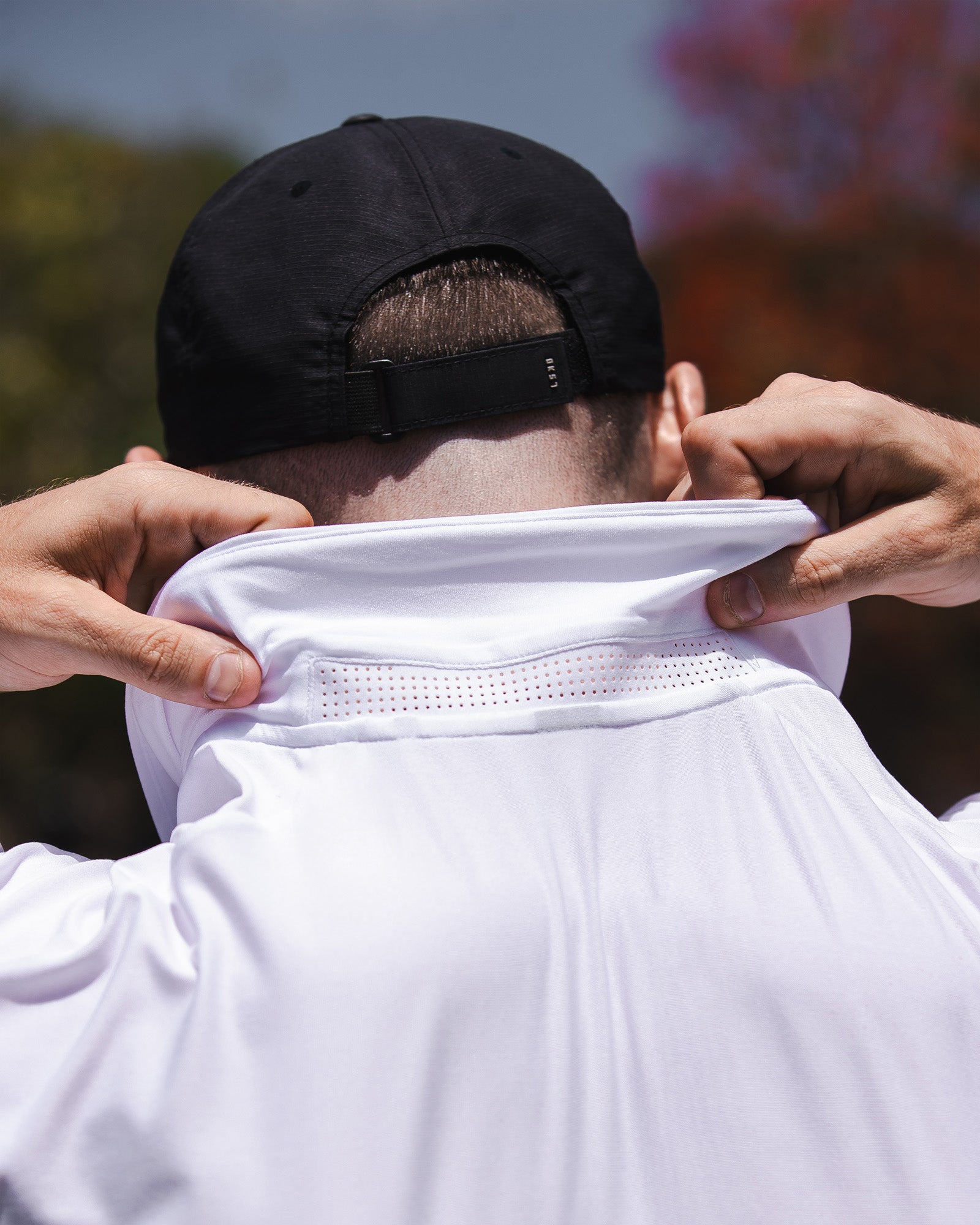 Man wearing Drive Polo - White | Model:Dylan | Size:L