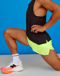 Man wearing Pace 3" Performance Short - Lime Glo | Model:George | Size:L