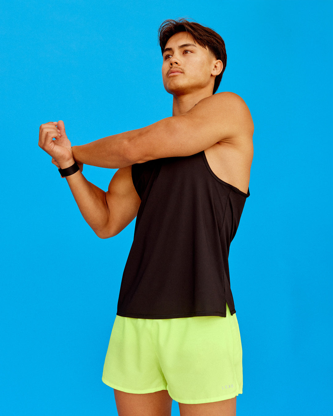 Man wearing Pace 3&quot; Performance Short - Lime Glo | Model:George | Size:L