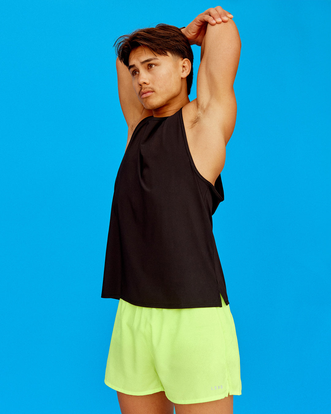 Man wearing Pace 3&quot; Performance Short - Lime Glo | Model:George | Size:L