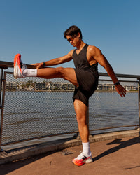 Model wearing Rep TRD Ripstop 7" Training Short - Black | Model:George | Size:L
