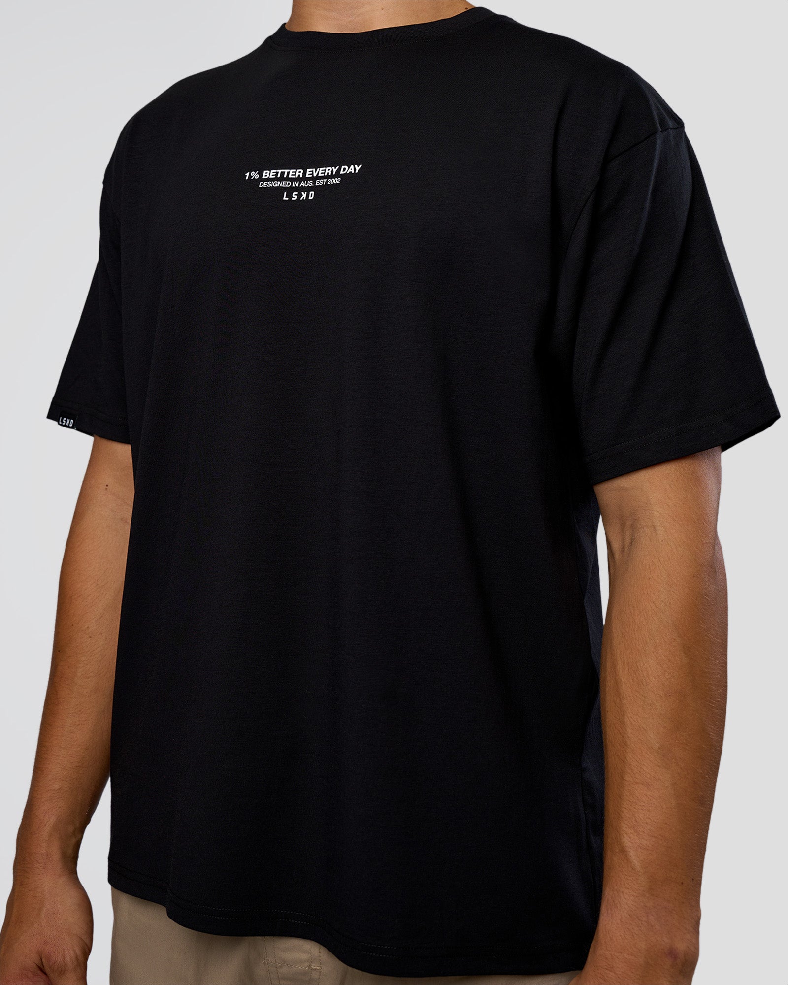 1% Better Every Day EST FLXCotton Oversized Tee - Black | LSKD