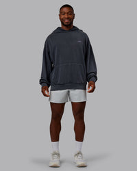 Man wearing 1% Better Value Series Oversized Hoodie - Black-Violet Ray | Model:Sam | Size:L