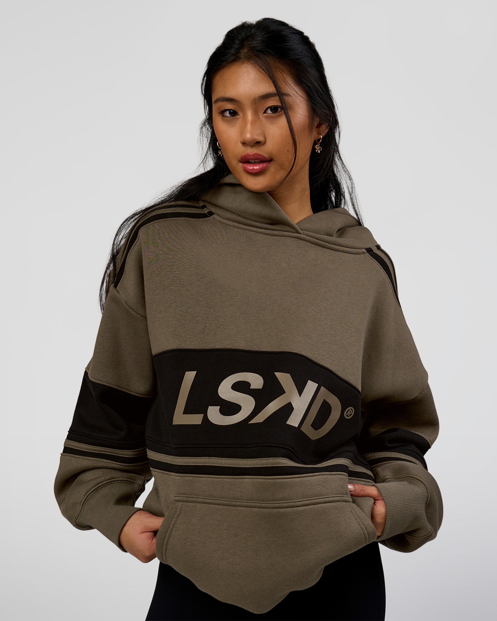 A-Team Oversized Hoodie - Walnut Grey-Black | LSKD