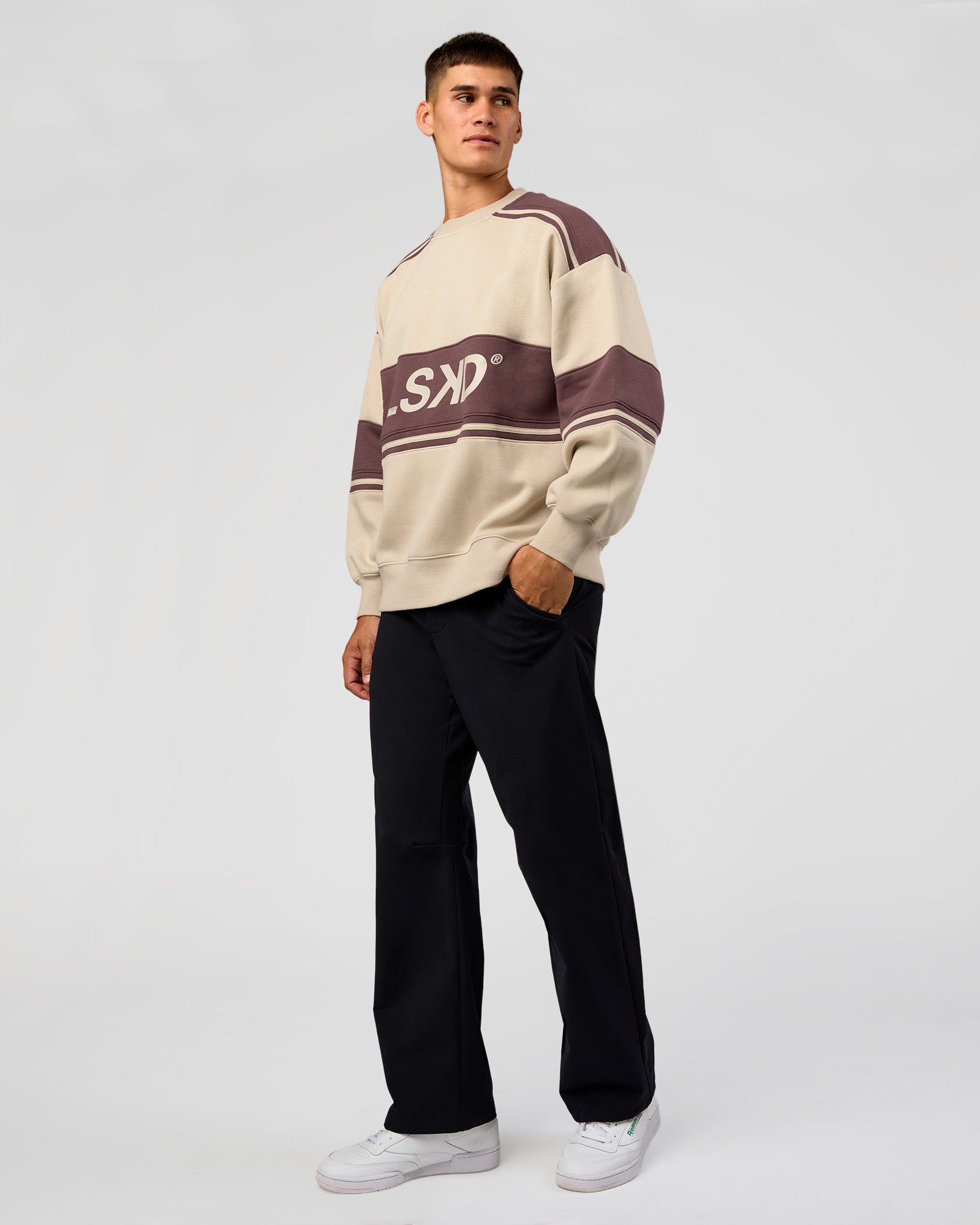 A-Team Sweater Oversize - Shale Beige-Cocoa Powder | LSKD