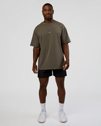 Man wearing Abstract Haze FLXCotton Tee - Walnut Grey-White | Model:Sam | Size:L