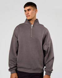 Man wearing AfterDark ZeroCrease Quarter Zip - Duskstone | Model:Jackson | Size:L