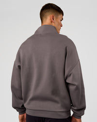 Man wearing AfterDark ZeroCrease Quarter Zip - Duskstone | Model:Jackson | Size:L