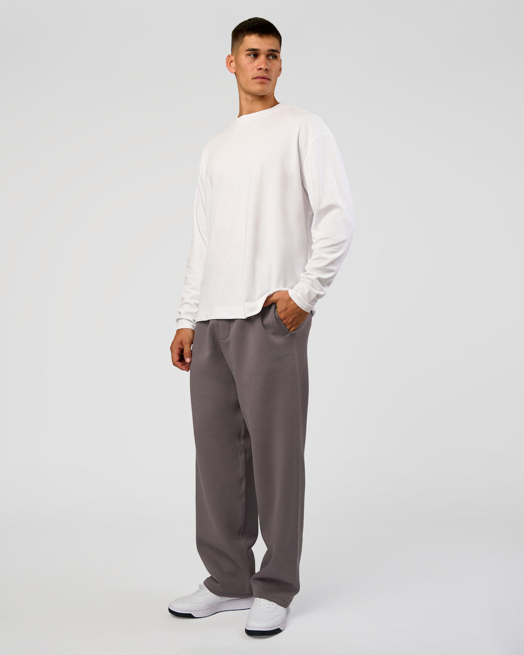 Man wearing AfterDark ZeroCrease Straight Leg Pant - Duskstone | Model:Jackson | Size:L - view 5