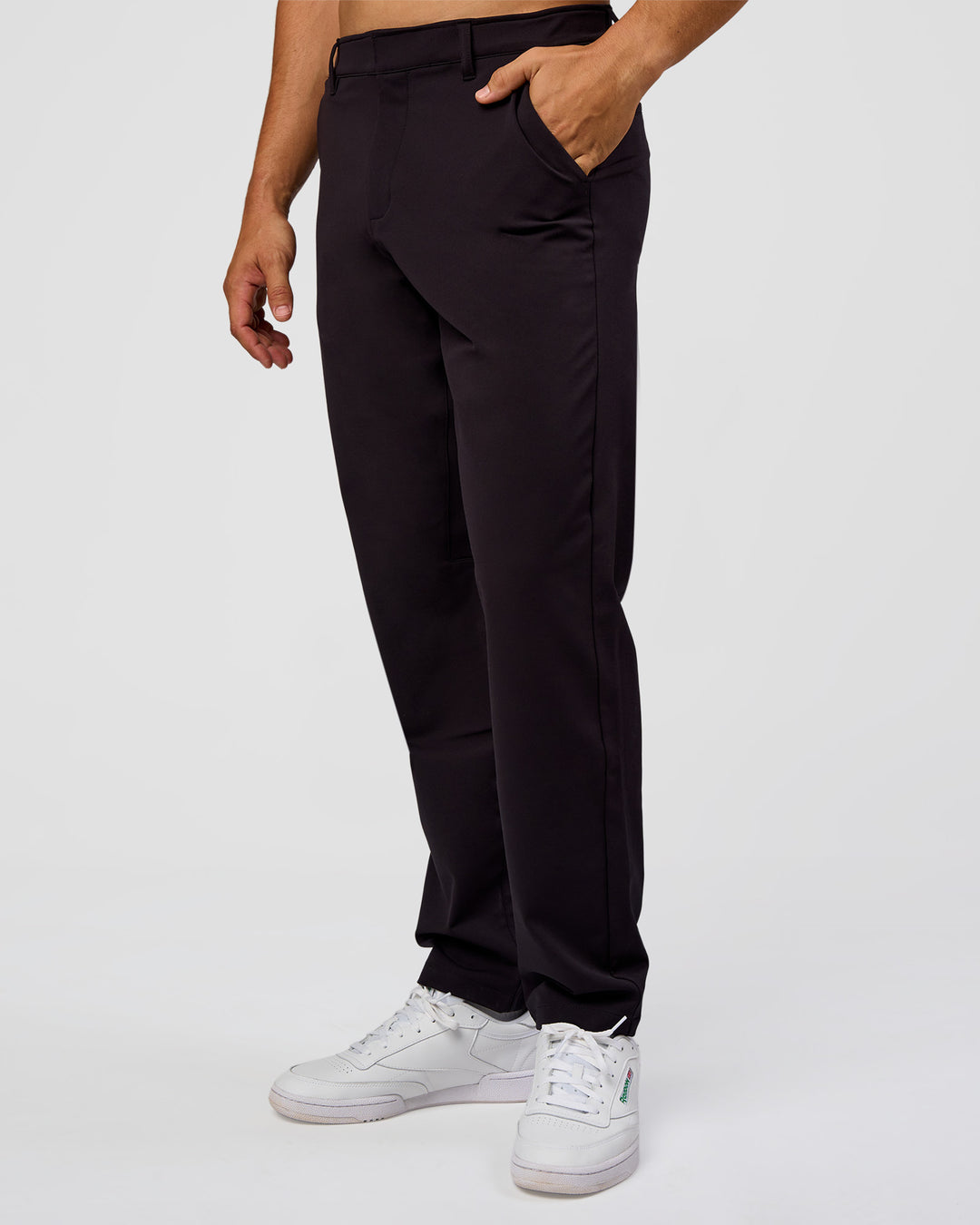 Man wearing All Day ZeroCrease™  Regular Pant - Black | Model:Jackson | Size:34
