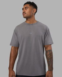 Man wearing Base FLXCotton Tee Oversized - Storm Front Washed | Model:Xav | Size:L