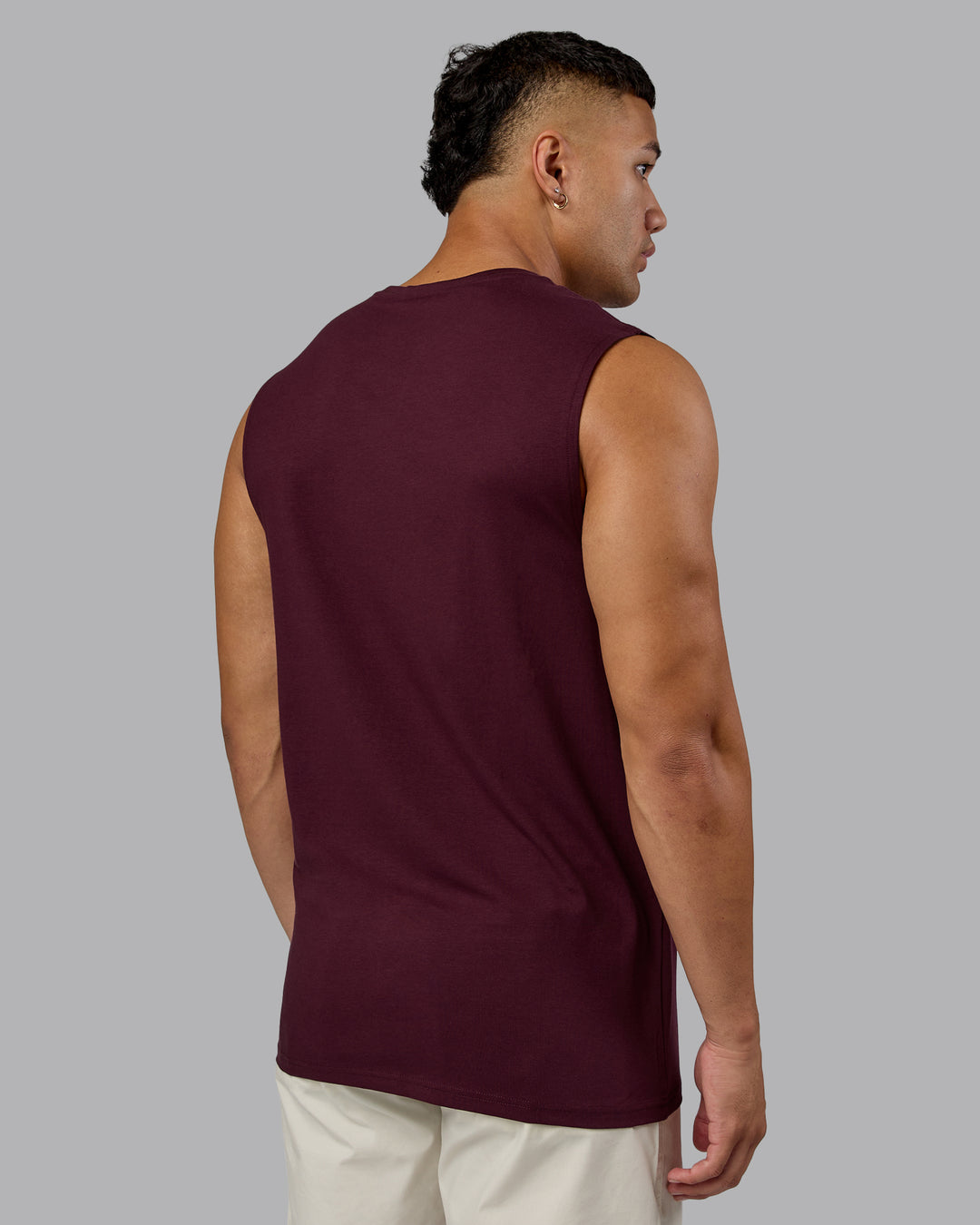 Man wearing Base FLXCotton Tank - Cherry Lacquer | Model:Kaelyb | Size:L