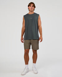 Man wearing Base FLXCotton Tank - Dark Slate | Model:Marcus | Size:L