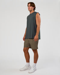 Man wearing Base FLXCotton Tank - Dark Slate | Model:Marcus | Size:L