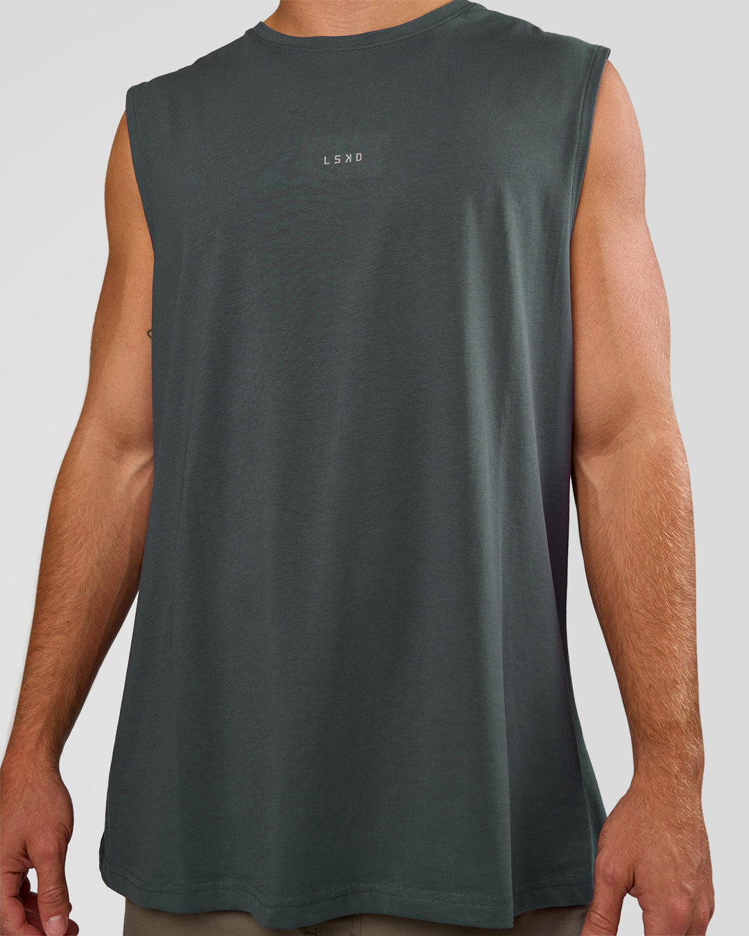 Man wearing Base FLXCotton Tank - Dark Slate | Model:Marcus | Size:L