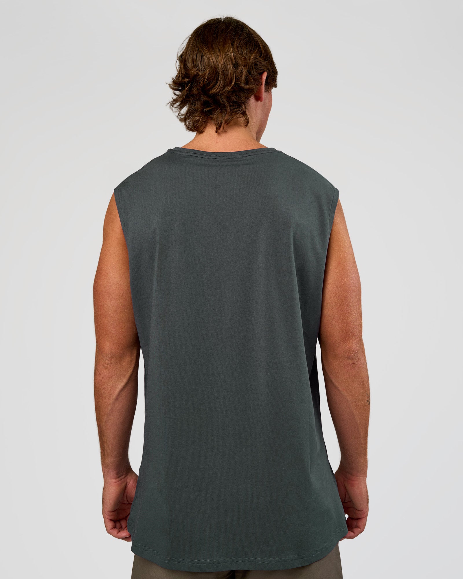 Man wearing Base FLXCotton Tank - Dark Slate | Model:Marcus | Size:L